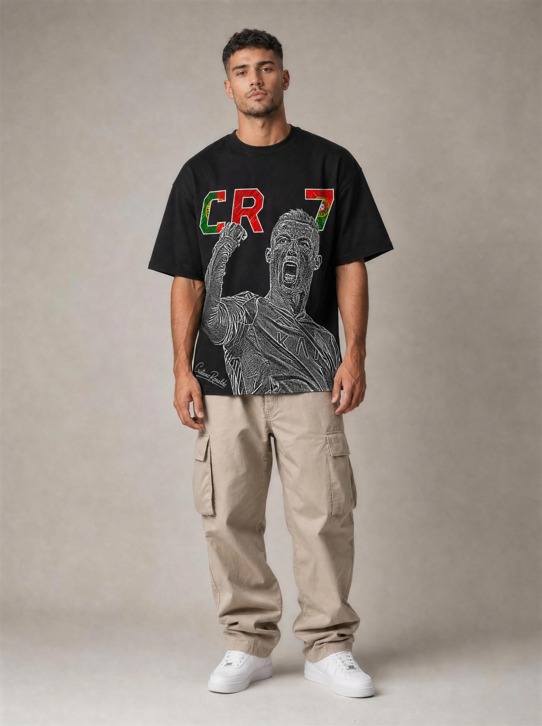 CR7 hand-printed oversized heavyweight tee