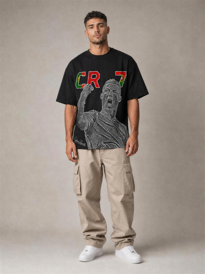 CR7 hand-printed oversized heavyweight tee