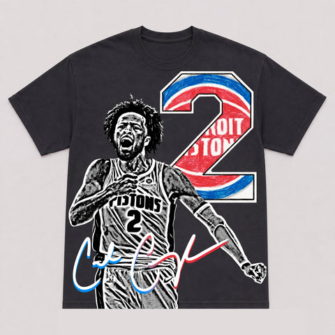 CADE CUNNINGHAM — hand-printed tee