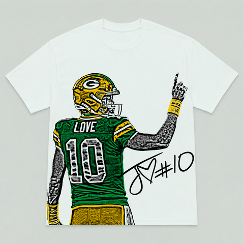 JORDAN LOVE WHITE — hand-printed tee