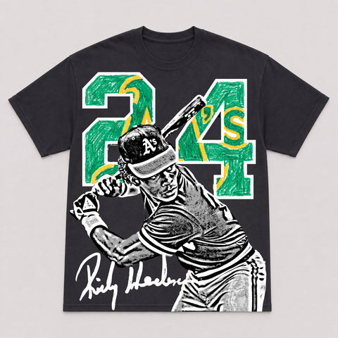 RICKEY HENDERSON — hand-printed tee